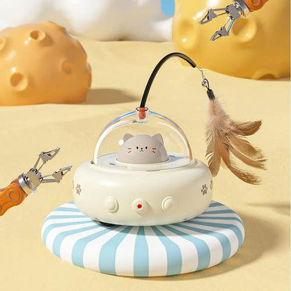 Electric Cat Interactive Toy Pet Toys With Feather Cat Teaser Wand Rechargeable Electric Sensing Pet Toys For Chasing Training